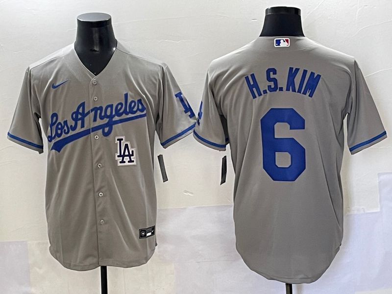 Men 2025 Los Angeles Dodgers #6 H.S.Kim Grey Game Nike MLB Jersey style 10->los angeles dodgers->MLB Jersey
